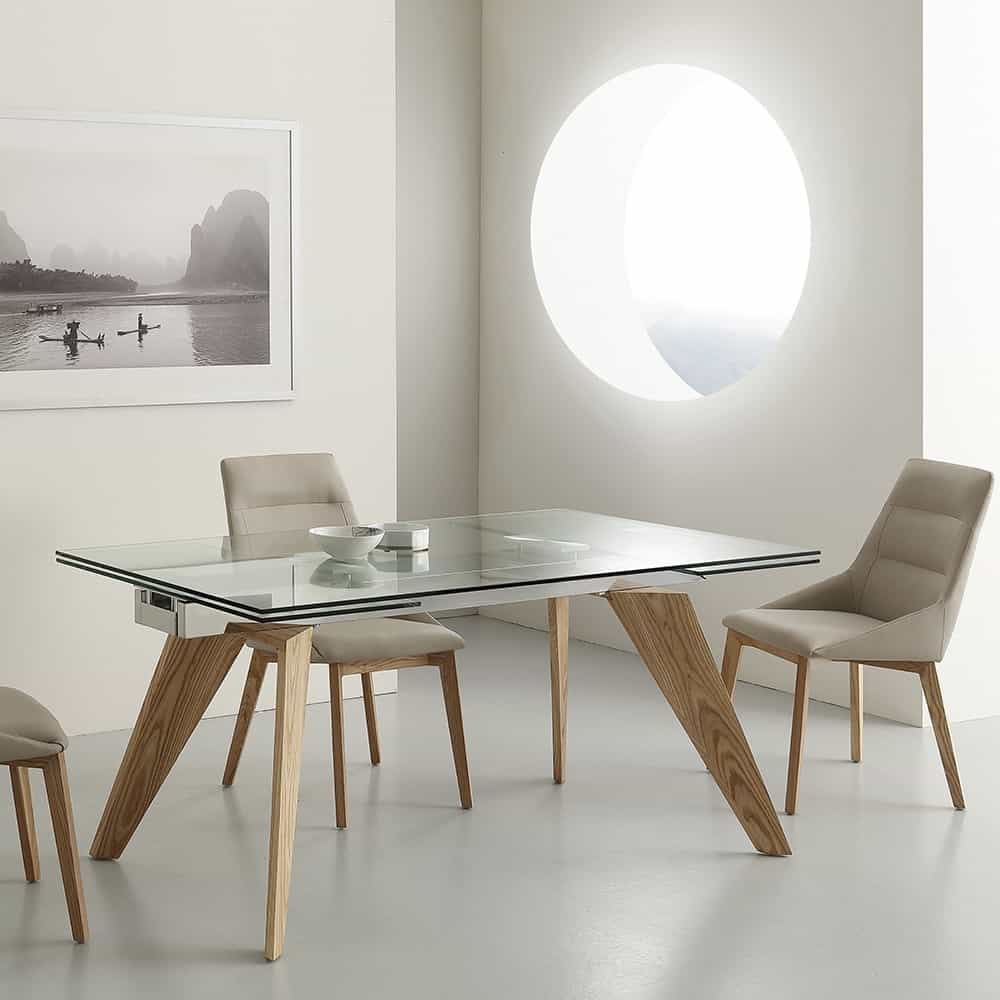 Forma rettangolare del tavolo da pranzo con vetro